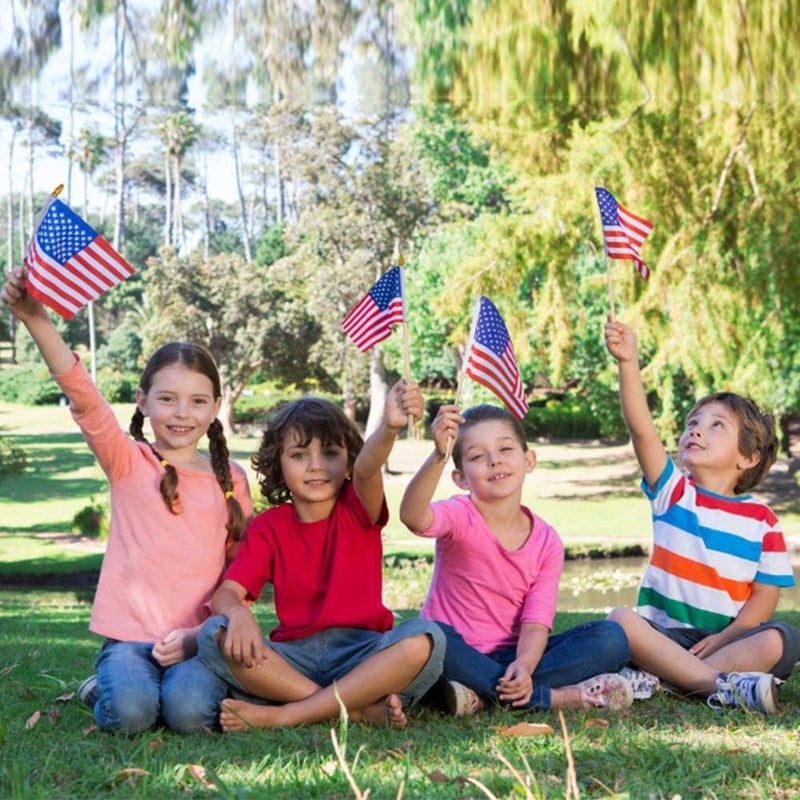 Uelfbaby 6 Pcs 4x6 Inch Small American Flags on Stick, Mini Handheld US Flags with Kid-Safe Spear Top,Yard Garden Flags For Outside, Memorial Day,Independence day Decor,Patriotic Decorations - Image 5